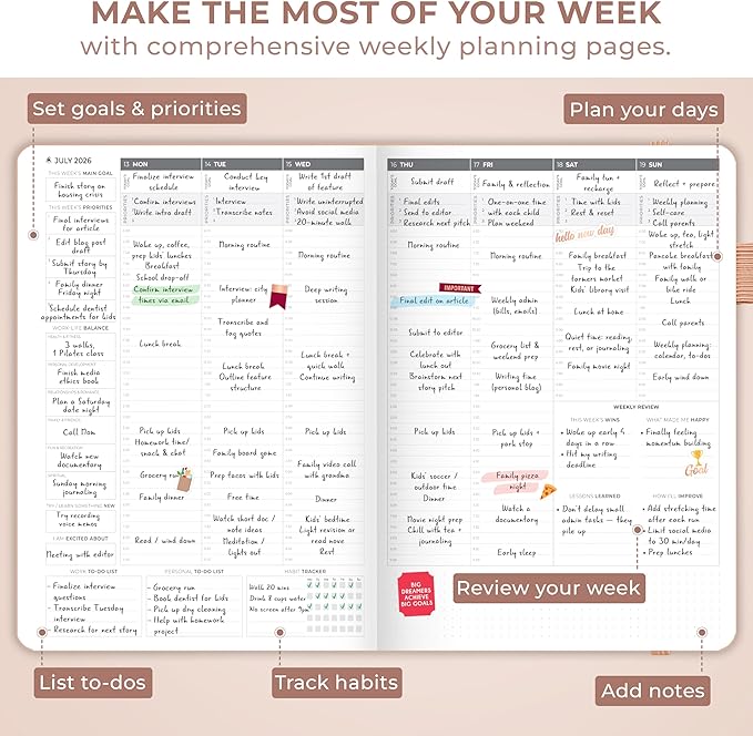 Clever Fox Planner PRO Schedule Dated (Jan 2026–Jan 2027) – Weekly & Monthly Life Planner with Time Slots, Appointment Book and Daily Organizer to Increase Productivity, A4 Hardcover – Rose Gold