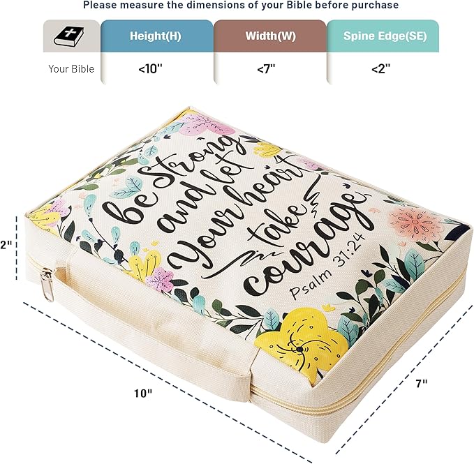 Mr. Pen- Bible Cover Case, Carrying Book Case with Durable Handle, Bible Protective Church Bag for Men & Women, Christian Gifts, Spring Blooms
