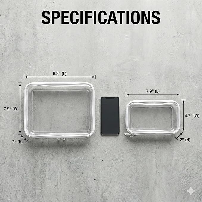 3PCS Clear Hard Shell Zipper Case, Durable Waterproof Transparent Storage Organizer Bins with Smooth Premium Zipper, Visible Design for Craft Supplies, Travel & Toy Storage