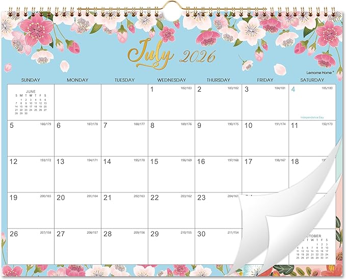 Calendar 2026-2027 - Wall Calendar 2026-2027, JUL 2026 - Dec 2027, 15" x 11.5", 18 Months Hanging Monthly Calendar, 26-27 Calendar with Spiral Bound, Julian Dates, Thick Paper Perfect for Home Office Organizing