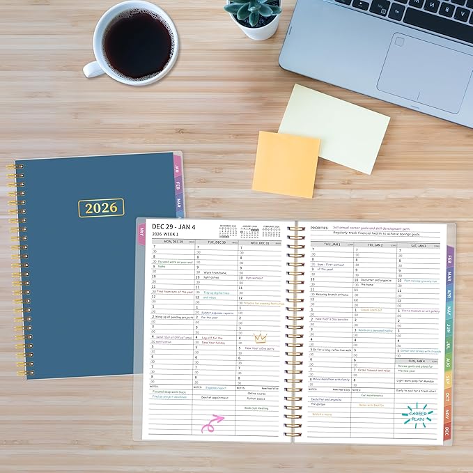 2026 Appointment Book, 30 Minutes-Hourly, Weekly ＆ Monthly Calendar Planner 2026, Jan 2026 - Dec 2026, 6.2'' x 8.4'', 2026 Daily Planner with Tabs ＆Pocket, Flexible Cover, Great for Office, Home, School