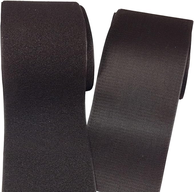 BlueDot Trading One Set of Hook & Loop Fastener Sew-On Style in Black for use with Bags, Clothes, Costumes, Office, Home, or School, 6" Wide x 1 Yard Length