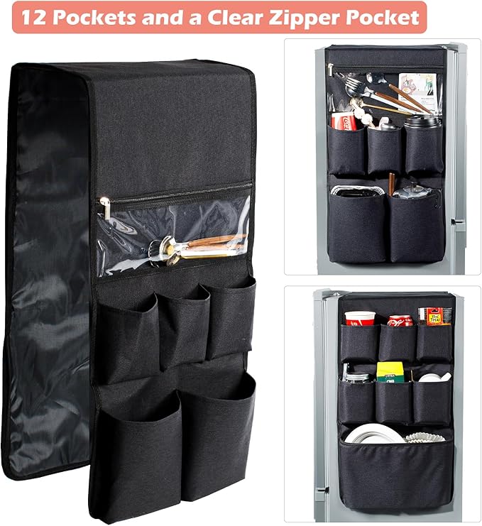 Dorm and office Double Over the Fridge Caddy Organizer -Fridge Caddy Organizer - College Dorm Room Essentials for College Students Boys, Girls - 12 Pockets Flatware Organizers and Storage