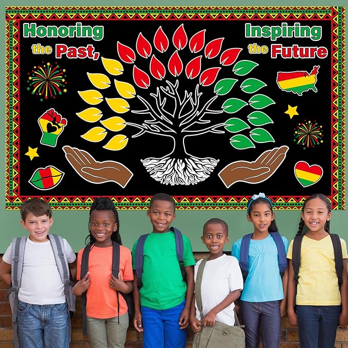 gisgfim Black History Month Tree Bulletin Board Set Decorations Black History Month Classroom Decor African American Inspirational Paper Cutouts for Wall Door Chalkboard Craft School Home Supplies