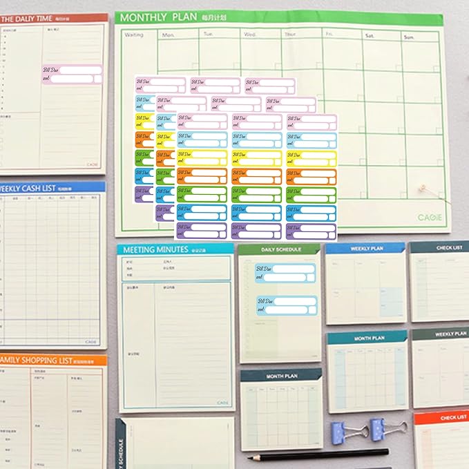 Bill Due Pay Planner Sticker 210PCS Day Calendar Reminder Labels 0.5''x1.5'' Due Bill Organizer Labels Bills Dues Tracking Label Pay Planners Reminder for Planners Scrapbooking&Journals Budgeting
