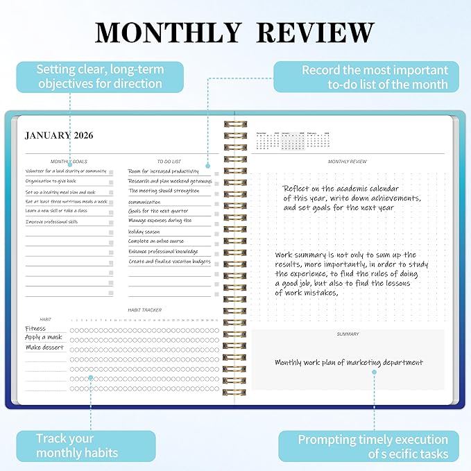 Monthly Planner 2026-2027, 2026 Calendar 24 Months Planner, 7.4"x9.4", JAN 2026 - DEC 2027, Personal Organizer with Monthly Goals, To-Do List, Habit Tracker, 24 Monthes for School Office Home Planning