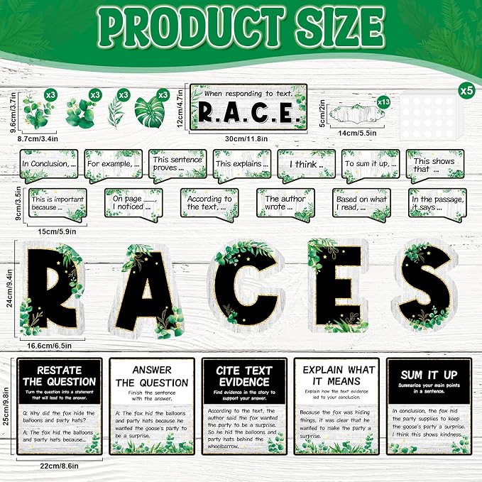 Races Writing Strategy Bulletin Board Decorations Writing Process Poster for Classroom Eucalyptus Races Sentence Strips Cutouts for ELA Classroom Teaching Supplies