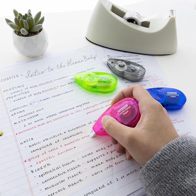 BAZIC Products Correction Tape 5 mm x 236", Mini Instant Corrections, Easy to Use Applicator Tapes Roller White Out& Home, 144-Packs