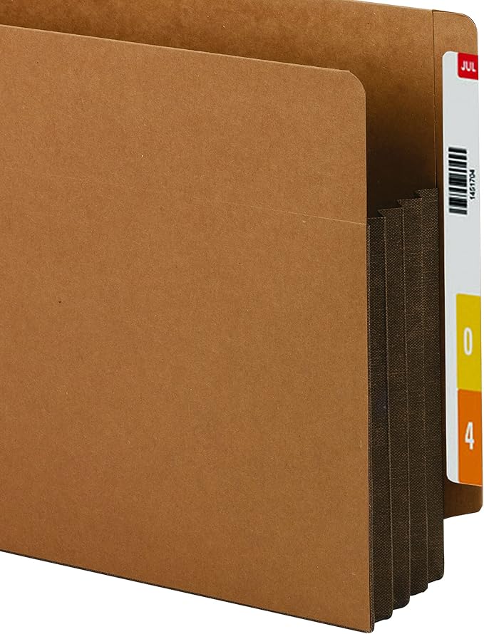 Smead End Tab Pocket, Reinforced Straight-Cut Tab, 3-1/2" Expansion, Extra Wide Letter Size, Redrope with Dark Brown Gusset, 10 per Box (73681) |(Pack of 5)