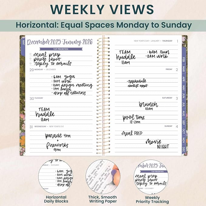 bloom daily planners 2026 Pocket Planner - 4” x 6” - (January 2026 - December 2026) - MINI Weekly/Monthly Agenda Organizer & Calendar Book - Wildflower Mountainside