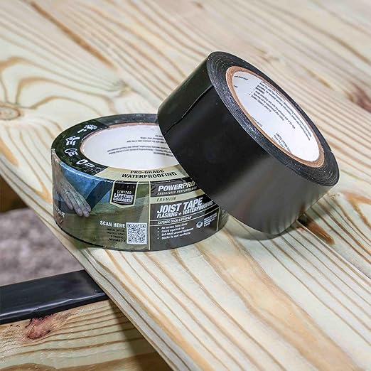 Power Pro Premium Exterior Deck Joist Flashing Tape for Decking, 2" x 50', All-Weather and Waterproof for Deck Protection, 1 Roll
