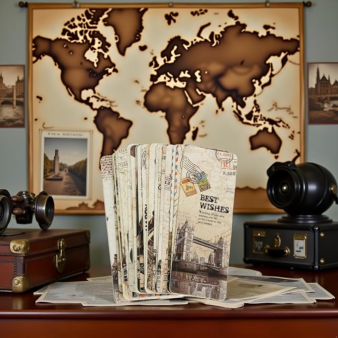 30 Piece Set Vintage European Scenes Retro Old Travel Postcard Bookmarks,Note Pads,Memo Pads Bookmarks Book Covers and Book Accessories