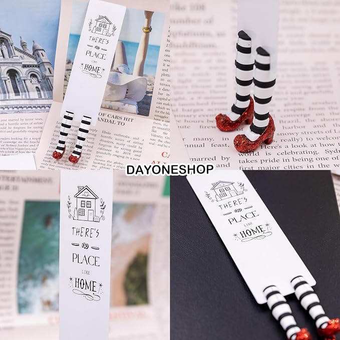 Witch Bookmark Ruby Slippers Book Mark Funny Book Desk Decor Bookmarks for Book Lovers Fathers Day Gifts Gift Ideas (There's-no-Place-Like-Home Bookmark)