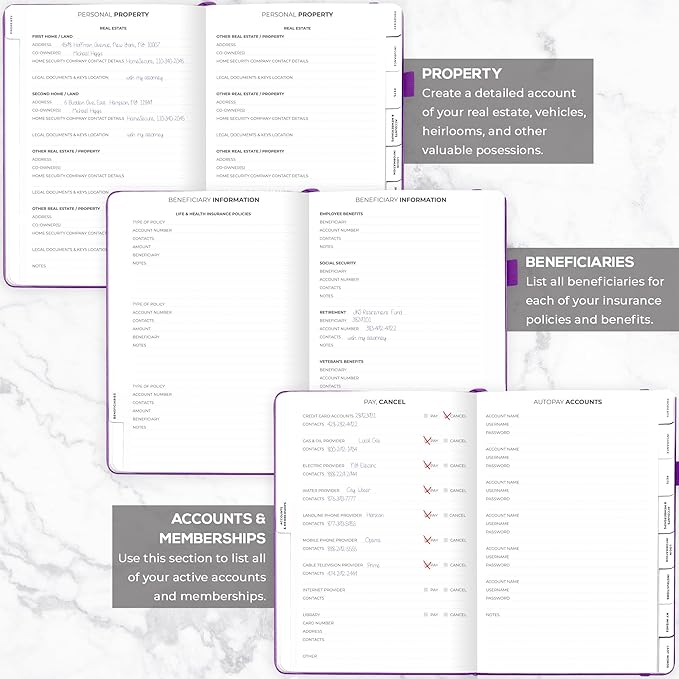 Clever Fox Large End of Life Planner – Guided Final Arrangements Organizer Notebook for Instructions, Beneficiary Info, Will Preparation, Last Wishes & Funeral Planning – 8.5" x 11" (Purple)