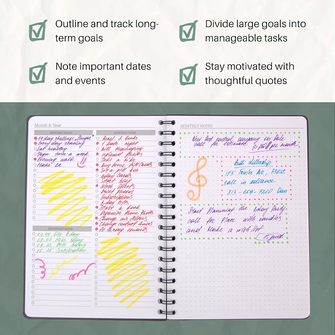 Undated Monthly Planner 2026 2027-18 Month Calendar Planner Book for School, Office and Home - Simplified Hardcover Blank Planners for Goals, Tasks and Dates - B5 Beige