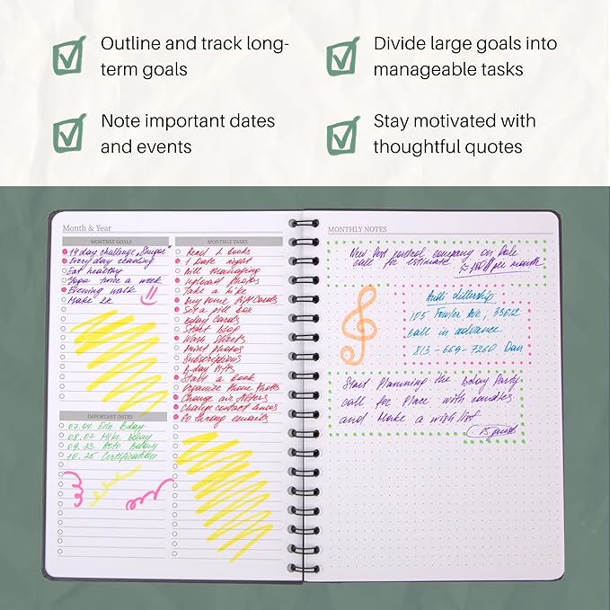 Undated Monthly Planner 2026 2027-18 Month Calendar Planner Book for School, Office and Home - Simplified Hardcover Blank Planners for Goals, Tasks and Dates - B5 Beige