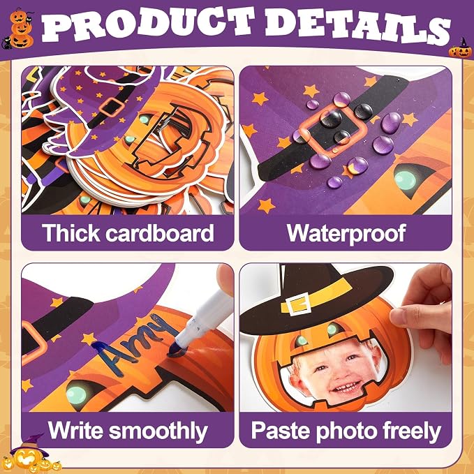 gisgfim 80Pcs Halloween Cutouts Witch Party Decorations Bulletin Board Pumpkins Witch Hat Paper Cut-Outs Classroom Decor for Fall Boy Girl DIY Craft Photo Wall Kindergarten Preschool Favor Supply