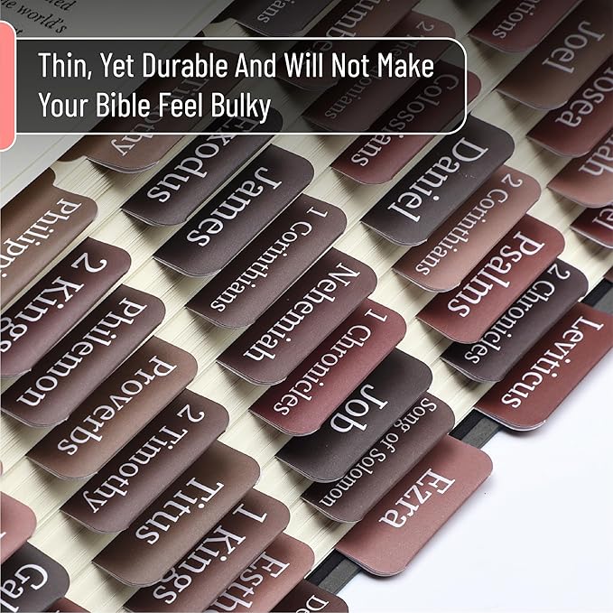 Mr. Pen- Bible Tabs, 75 Tabs, Brown, Laminated Bible Tabs for Women and Men, Bible Tabs for Study Bible, Large Print Bible Index Tabs, Bible Book Tabs, Bible Labels Tabs, Mr. Pen Bible Tabs