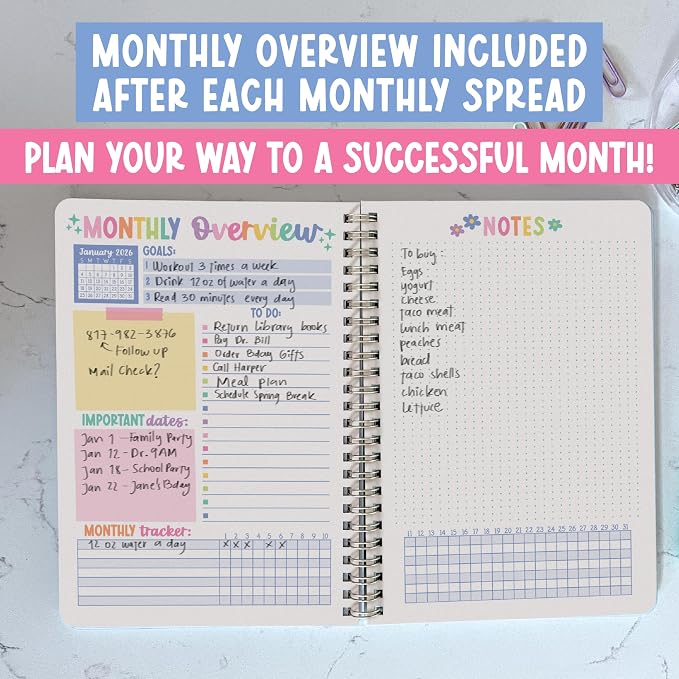 2026-2027 Monthly Planner - 2 Year Monthly Planner 2026-2027, Month Calendar Planners 2026 to 2027, Calendar Book, Kraft Month Planners & Organizers