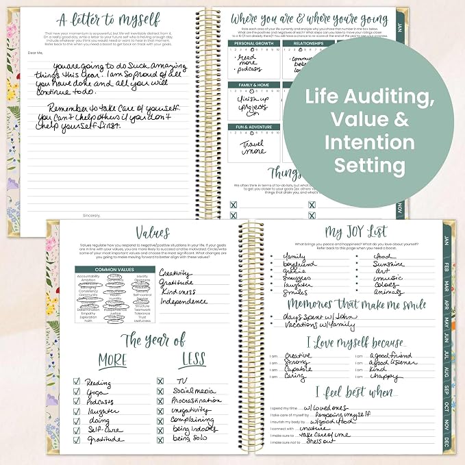 bloom daily planners 2026 Hardcover Calendar Year Goal & Vision Planner (January to December) - Monthly & Weekly Agenda Organizer - 7.5" x 9" - Garden Party, Beige