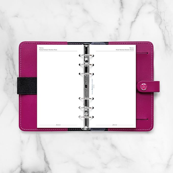 Filofax Calendar Diary Refill, Personal/Compact Size, Week-to-View, White Paper, Unruled, Multilingual: Five Languages, 2025 (C68427-25)