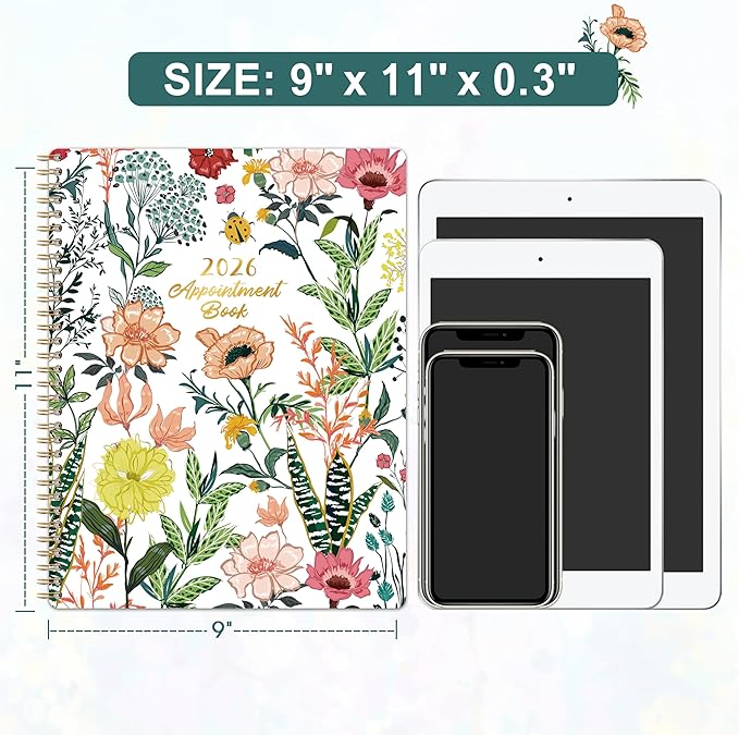 2026 Appointment Book/Planner - 2026 Daily Hourly Planner, Jan 2026 - Dec 2026, Weekly Appointment Book, 8.5" x 11", 30-Minute Interval, Lay-Flat, Tabs, Ample Space with Notes ＆ To-Do Lists
