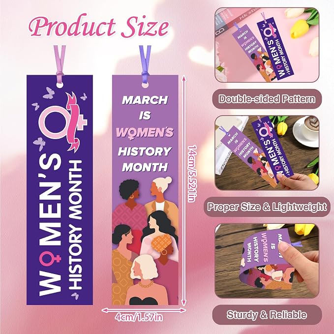 Wxiben Women's History Month Bookmarks - 120 Pcs Freedom Equality Feminism Bookmarks Paper Inspirational Female Rights Awareness Book Markers Page Clip Favor for Women Day Party Office School Supplies