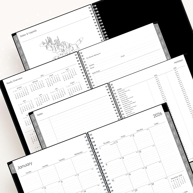 Blue Sky 2026 Weekly and Monthly Planner Calendar, January 2026 - December 2026, 8” x 10.875”, Flexible Cover, Laminated Tabs, Durable Twin Wire Binding, Dainian