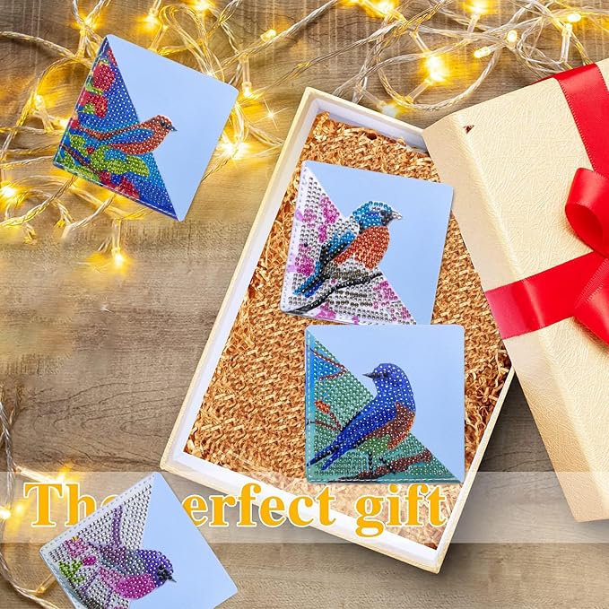 4 Pcs Diamond Painting Bookmark, DIY Corner Book Makers for Adults Book Lovers, Diamond Dot Art Beginners, Small Diamond Art Kits, Paint by Art Crafts Gift for Women Girls (Bird)