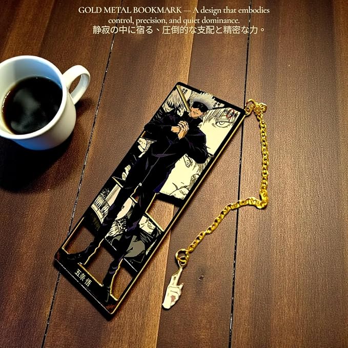 Anime Bookmark Gojo Satoru Metal Bookmark with Chain Japanese Style Manga Accessories Otaku Collectible Reading Gift Anime Gifts Gojo Gifts Book Lover Present Japanese Anime Merch (Sensei)
