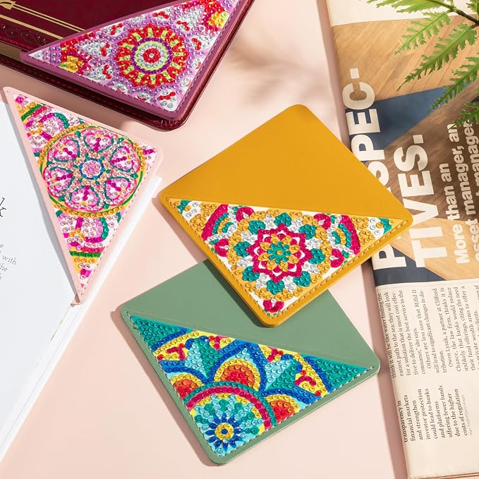 6 PCS Diamond Art Bookmarks, Diamond Painting Bookmarks for Book Lovers 5D DIY Bookmark Corner Bookmark Adults Crafts Diamond Art Kits for Home Office Beginner Adults Gift
