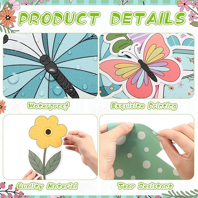 Pasimy Spring Bulletin Board Decorations Set 3D Sunflower Bulletin Board Bee Classroom Decor Honeycomb Butterfly Flower Kindness Cutouts Borders for Home Office Wall Door Window Supplies(Diverse)
