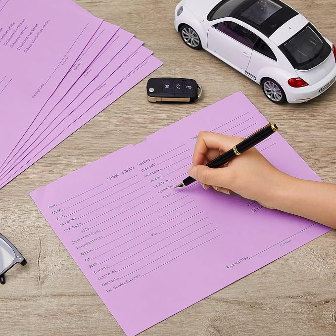 Watersay 120 Pcs 9 x 12 In Vehicle Dealer Jackets for Car Sales 32lb Colored Printed Deal Envelopes Dealership Supplies File Jackets Automotive Folders for Car Dealerships (Classic,Purple)
