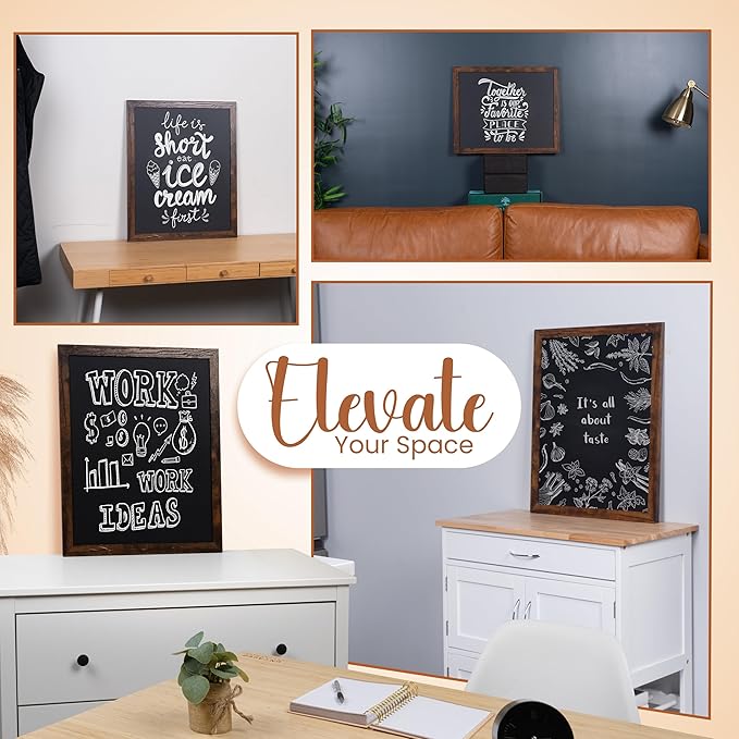 Loddie Doddie Wood Chalkboard Calendar - 18 in x 22 in, Rustic Frame, Mounting Hardware - Magnetic Chalkboard for Wall - Menu Board for Kitchen - Hanging Chalk Board Sign