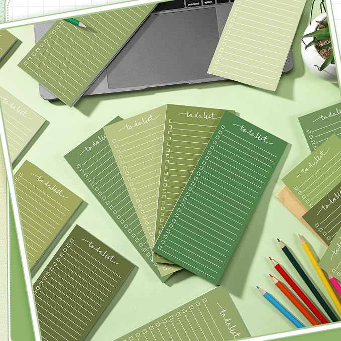 Censen 10 Pack 500 Sheets To Do List Notes Daily Checklist Notepads with 50 Sheets Each Undated Color Memo Pad Block Shopping List Pad Weekly Plan Notepad Organizer Planners(Gradient Green,Lined)