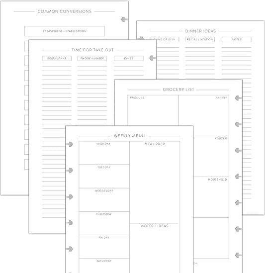 BetterNote Meal Plan Refill Pages for Disc Bound Planners, Fits Levenger Circa, TUL, Happy Planner, Staples ARC, Menu, Grocery List (6 months, 7-Disc, 4.6”x7”)