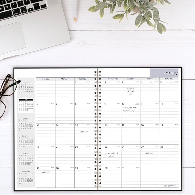 AT-A-GLANCE Planner 2025-2026 Academic, Monthly, 8" x 12", Large, Flexible Cover, DayMinder, Black (AY200)