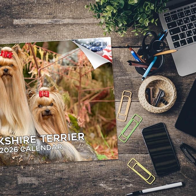 2025 2026 Yorkshire Terrier Calendar - Dog Breed Monthly Wall Calendar - 12" x 18" Open - Thick No-Bleed Paper - Giftable - Academic Teacher's Planner Calendar Organizing & Planning - Made in USA