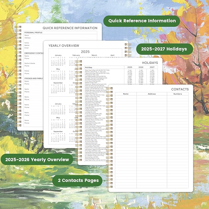 2025 Planner - 2025 Calendar Planner Weekly and Monthly, Jan. 2025 - Dec. 2025, 8" x 10", 2025 Planner Spiral Bound, Twin-wire Binding - Golden Autumn