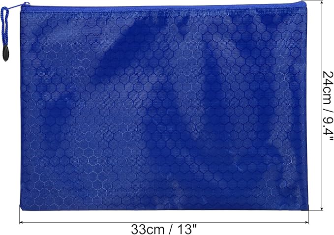 PATIKIL Waterproof Zipper File Bags, 10 Pack A4 Size Document Pocket Storage Organizer Pouch for Travel Office Supply, Blue