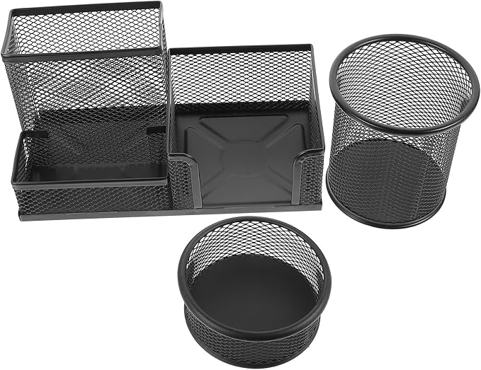 Amosfun Pen Holder Desktop Wire Mesh Desk Organizer Stationary Storage Rack School Home Office Art Supplies
