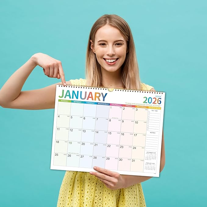 Wall Calendar 2026 - Monthly Calendar January 2026 - December 2026, 14.8 x 11.4 Inches, with Julian Date, Perfect for Organizing