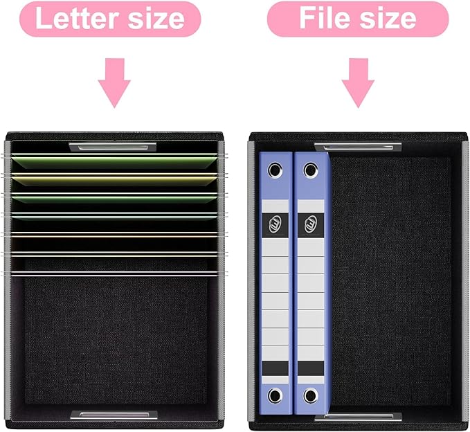 Portable Leather File Organizer Boxes with Lids, Office Document Boxes Organizer, Filing Boxes, Decorative Small File Boxes for Hanging Files, File Cabinet for Office/Home - 4 Pack
