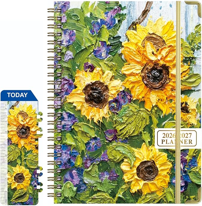 DoReFaSol2026-2027Academic Planner, Weekly and Monthly Planning Book，Calendar Planner July 2026 - June 2027, Hardcover Teacher Student Planning Agenda book with Tabs, A5 (6.3" x 8.4"), School Organizer for Student Teacher(Sunflower)