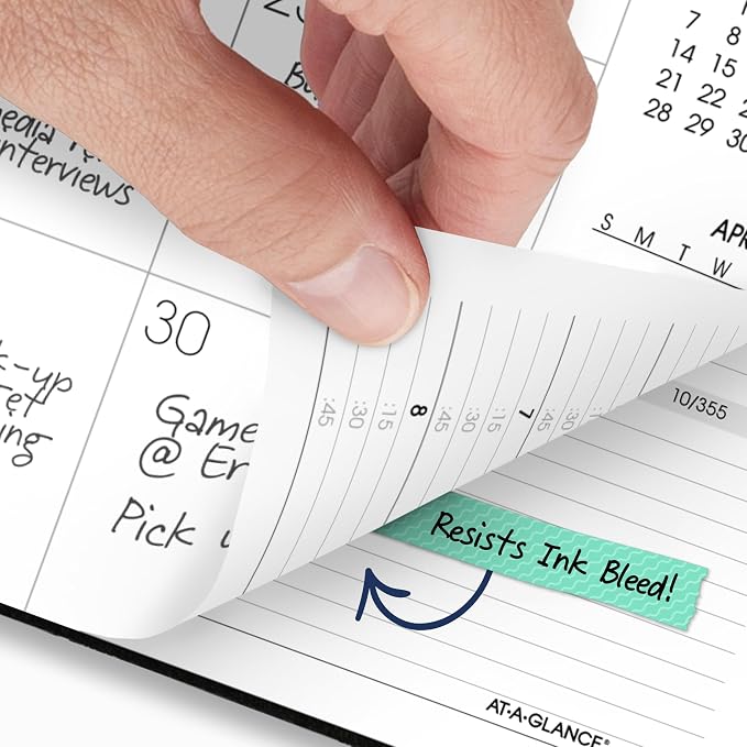 AT-A-GLANCE 2027 Appointment Book Planner, Weekly & Monthly, 8.75" x 11", Quarter-Hourly, Move-A-Page, Black (70950E0527)