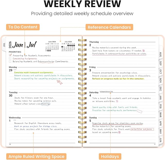 Planner 2026-2027, Monthly and Weekly Calendar Academic Planner July 2026 - June 2027, Hardcover Student Teacher Planning Agenda Book with Tabs, Perfect for Office School Supplies, A5 (6.3" x 8.5") - Feline Quilt