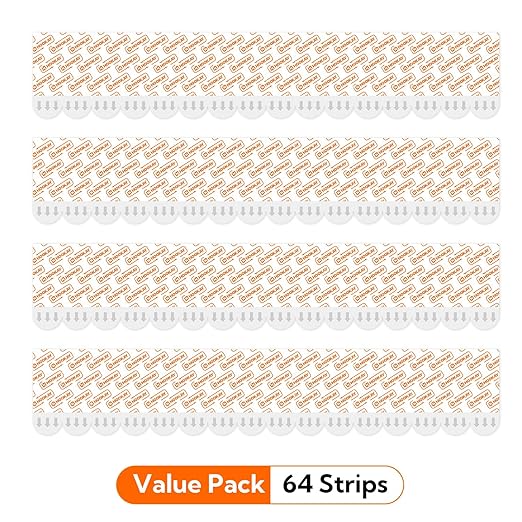 hookay Upgrade Small Adhesive Strips for Damage-Free Hanging, Removable Wall Hooks Strips, No Tools Indoor Adhesive Strips for Small Decor & Living Spaces, 64 White Strips