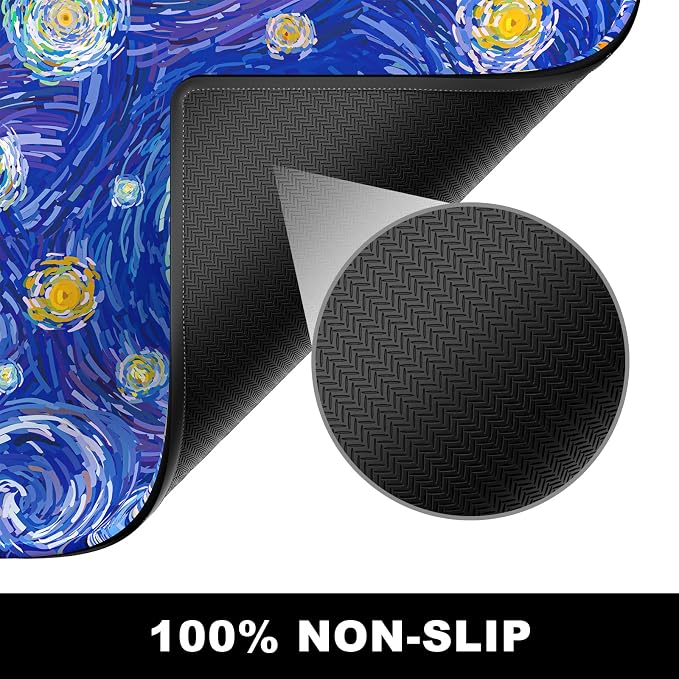 BOSOBO Large Mouse Pad, Desk Pad, XXL XL Extended Gaming Mouse Pad, Desk Mat for Office & Home, Long Keyboard Mat, Huge Mouse Pad, Desktop Full Cover 31.5 x 11.8 Inches, Van Gogh Starry Night