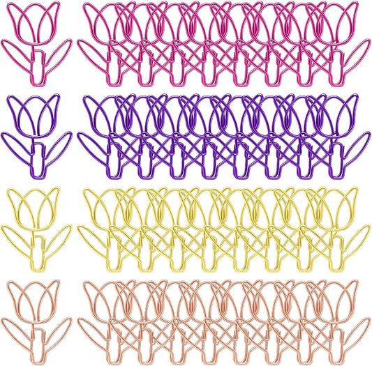 ELANE 36 pcs Paper Clips Bookmarks Dispenser Bookmark Memo Clip for School Teacher Office Supply Student Stationery. (Colorfull-Tulip)
