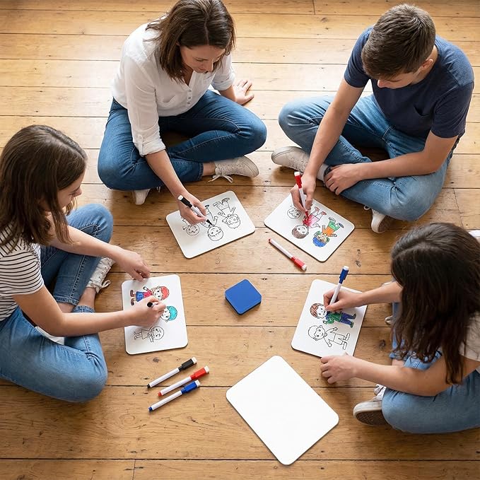 6 Sets Small Dry Erase Board Small Whiteboard 5" x7'' Mini Double Sided Dry Erase Lap White Boards with Markers Erasers Perfect Supplies for Teachers Lapboards